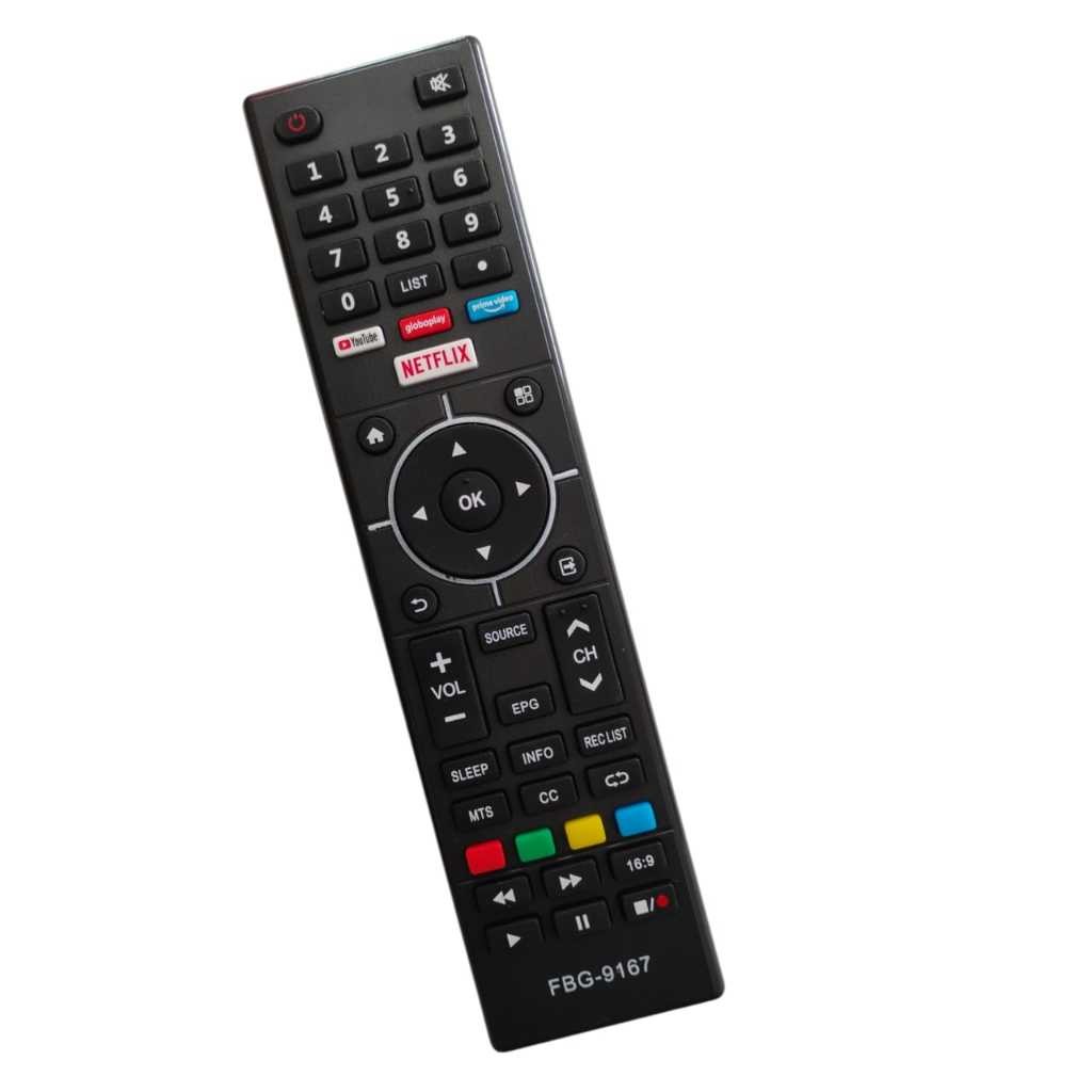 Controle Remoto Compativel Tv Multilaser 4K Smart Led Com teclas YouTube/ Globoplay/ Prime Video/ Netflix FBG-9167