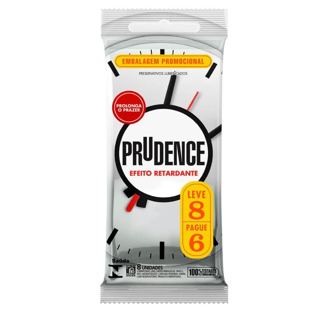 Pack 10un Preservativo Prudence Camisinha Masculina Efeito Retardante - Cada pacote c/ 8un