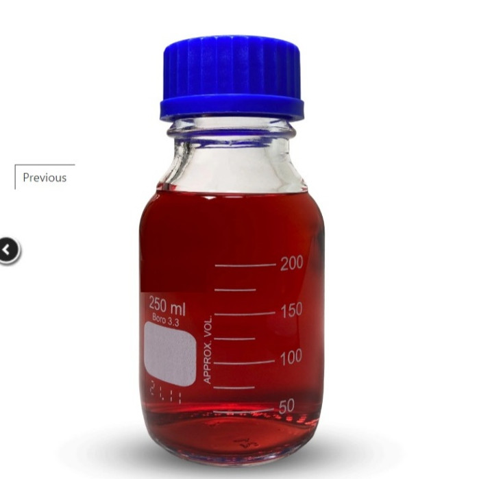 Frasco Reagente Graduado Tampa Rosca Anti-gotas 250ml Boro