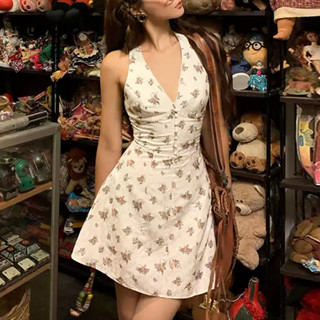 (Trendy) Lovito Vestido Casual Ditsy Floral Drapeado Botão Primavera E Verão Vestido Para Mulheres L125AD474 em Oferta na Shopee