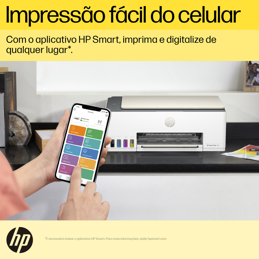 Detalhes do Impressora Multifuncional HP Smart Tank 583 All-in-One Wi-fi Impressão Colorida - Cor da Impressora Branca