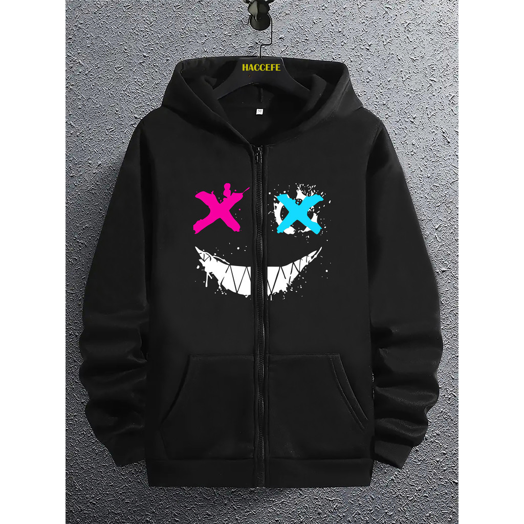 Moletom masculino moderno com ZIPER e estampa geométrica exclusiva casual de manga comprida em Oferta na Shopee