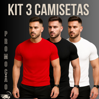 👕 Leve 3! Camisas Caneladas Masculinas – Básicas e Estilosas!Camiseta Slim Justa ao Corpo Estilo Americano em Oferta na Shopee