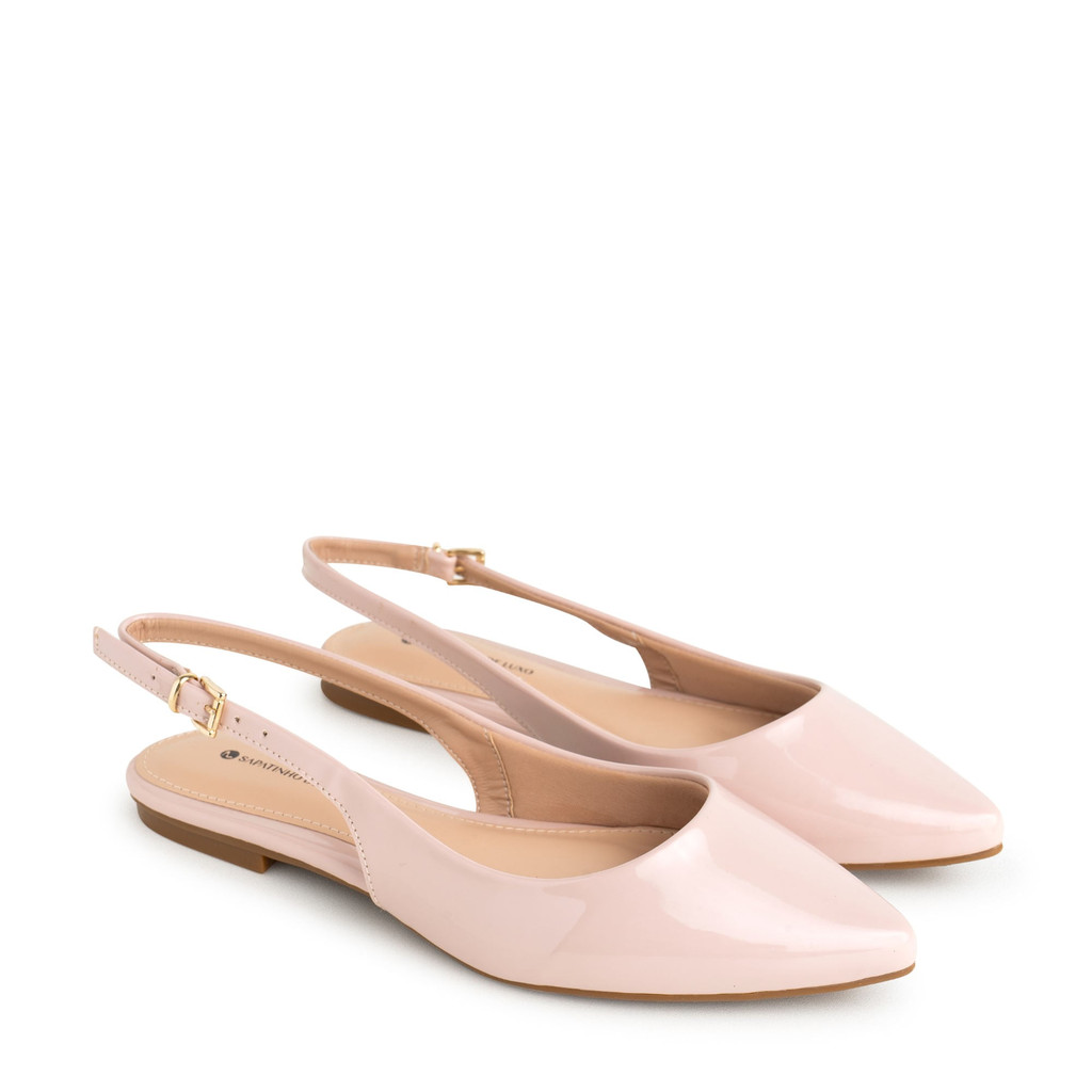 Sapatilha Slingback Nude Baby com fivela Ouro 100070.02_2 - Women Shoes