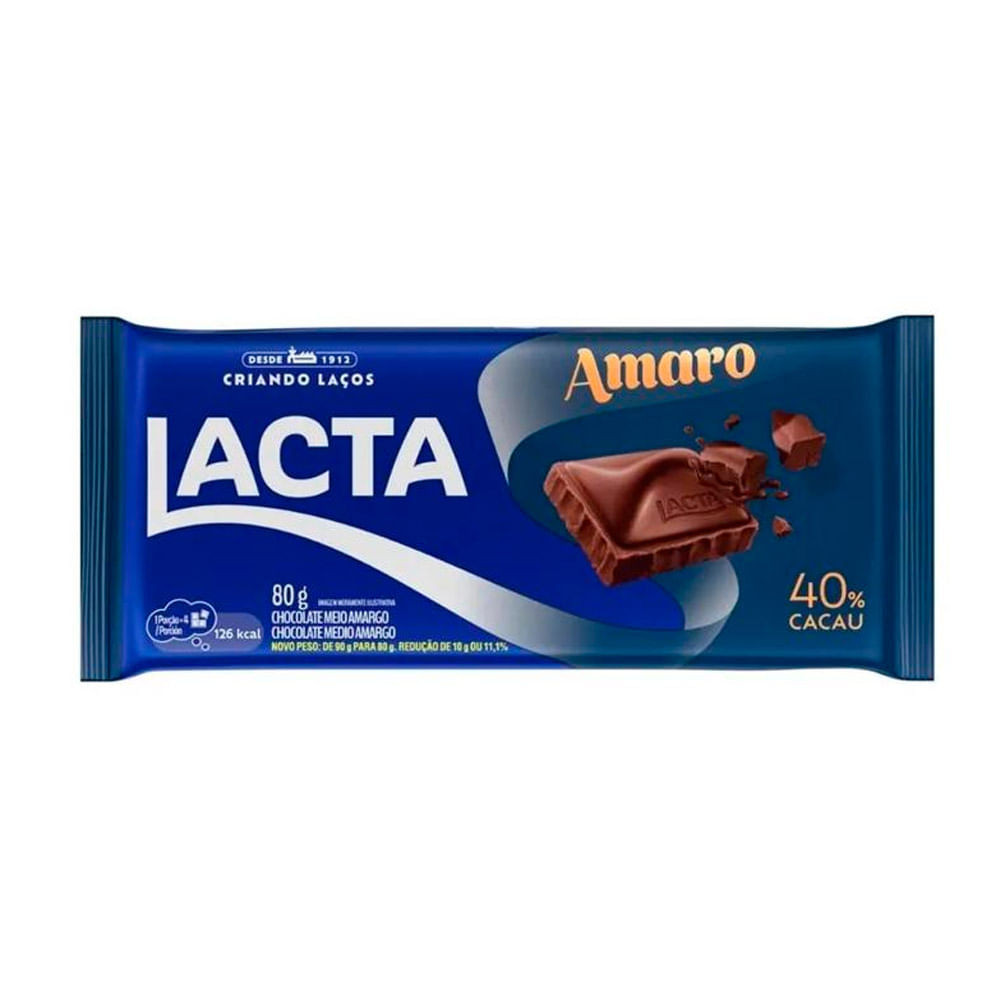 Chocolate Lacta Amaro 40% Cacau 80g - Food & Beverages