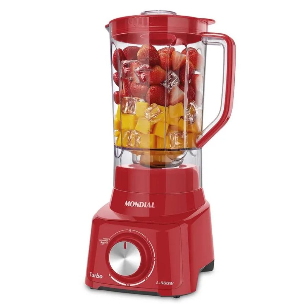 Liquidificador Mondial Turbo Full 2,7L com 5 Velocidades 900W Vermelho 127V - L-900 FR