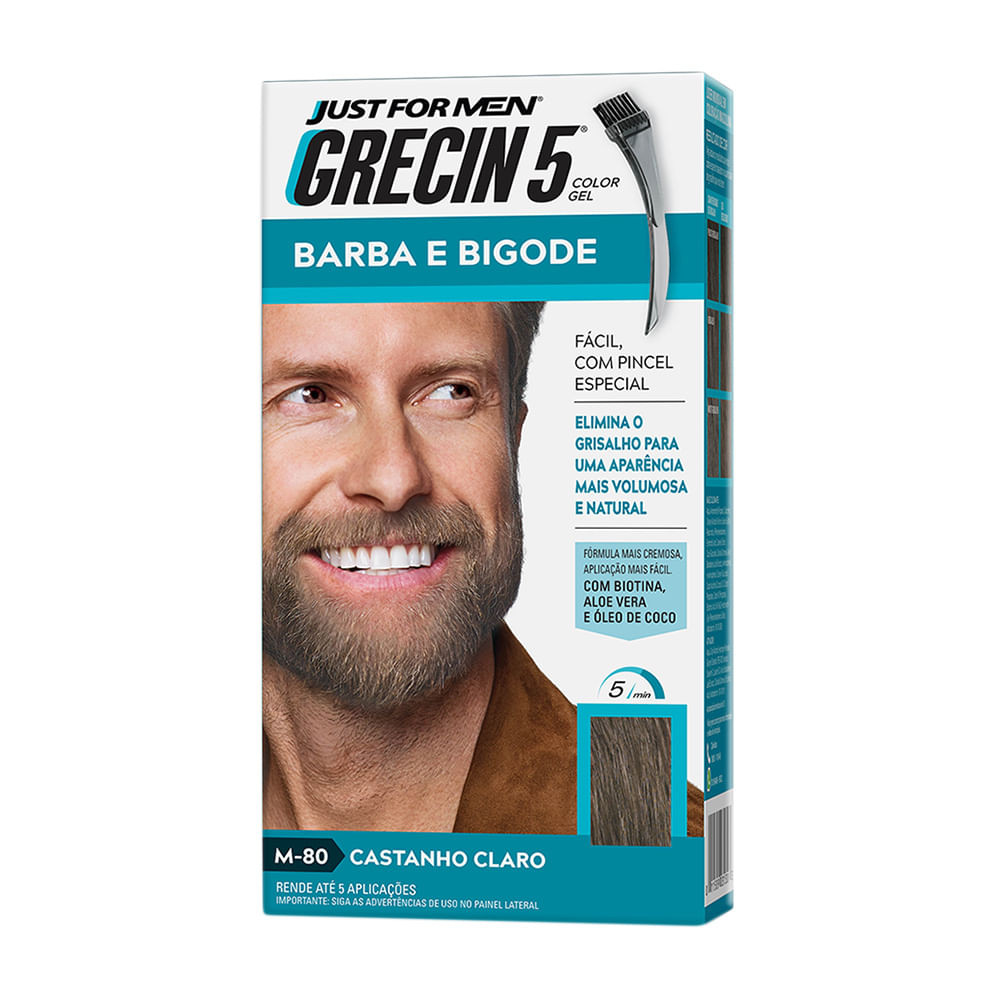 Grecin 5 Barba e Bigode Gel Tonalizante Castanho Claro - Beauty