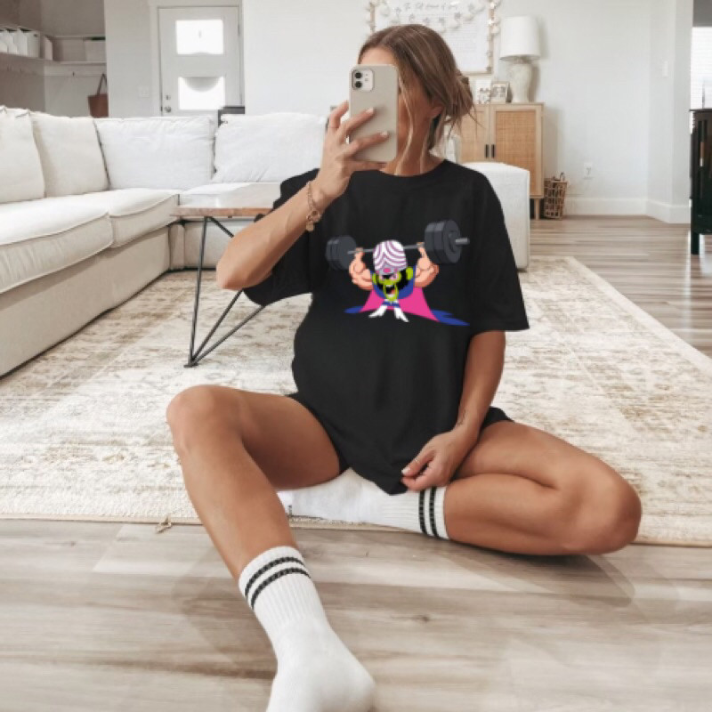 Camisetão camiseta Macaco forte Camisa Unissex As meninas super poderosas T-shirt algodao macio e confortável