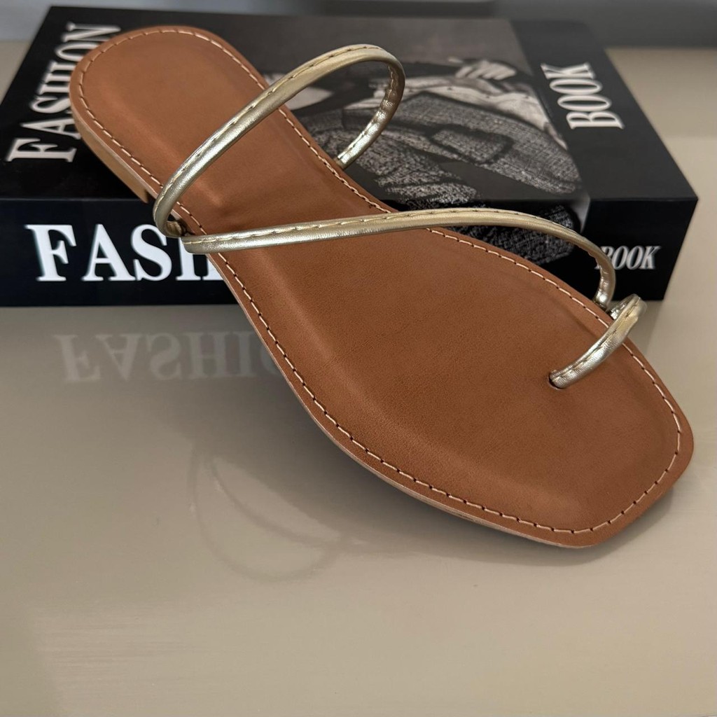 Sandália Rasteira Feminina Dourada Chinelo Rasteirinha em Oferta na Shopee