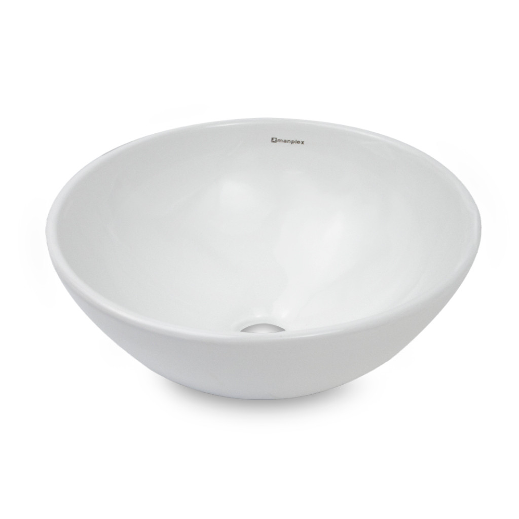 Cuba de Apoio Para Banheiro Lavabo Cerâmica Redonda 32 cm MP 2208 Lavatório Pia Branca Sobrepor Oval