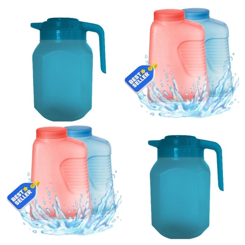 KIT COM 2 UTENSILIOS GARRAFA GELADEIRA 2 LITROS +JARRA COM TAMPA 2.499 LITROS