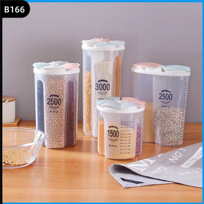Pote Hermético Com Copo Medidor Organizador De Alimentos Mantimentos Arroz 1.5L 2L 2.5L