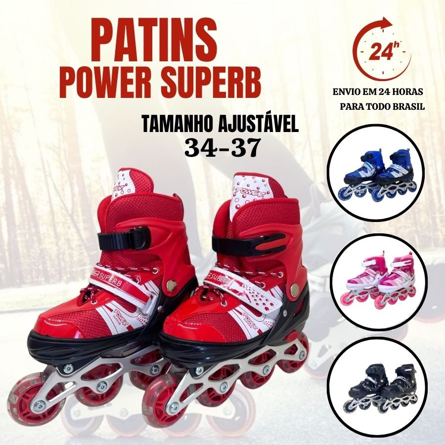 Patins Roller Inline Ajustável Com Luz De Led Várias Cores E Tamanhos Promoção