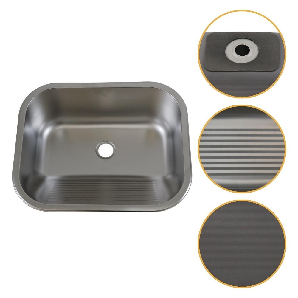 Tanque Aço Inox 55x45 com Cuba Ampla Acabamento Escovado para Lavanderia e Área de Serviço em Oferta na Shopee