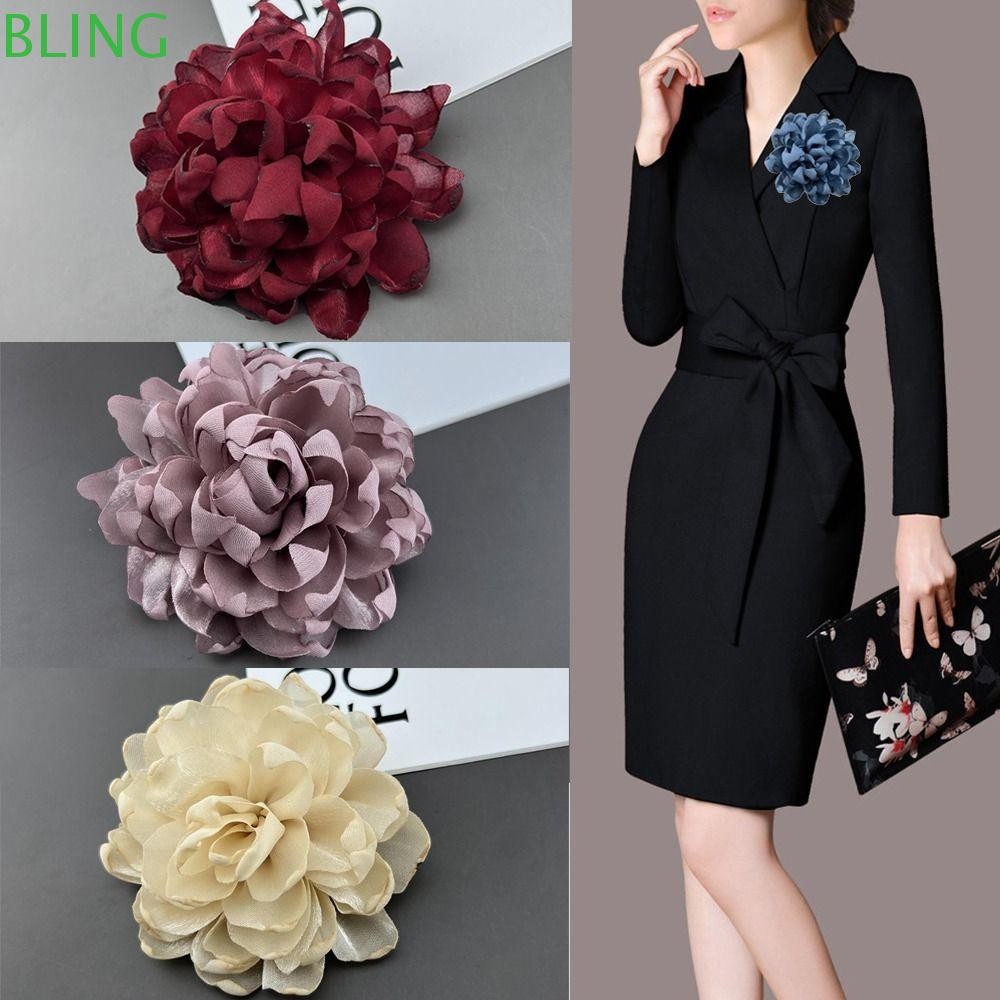 Broche De Flor Grande BLING , Alfinetes De Lapela Feitos À Mão Multicamadas , Acessórios De Joias De Tecido , Colar , Fe