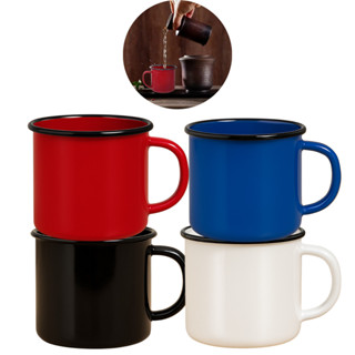 Kit Caneca Esmaltada Retro Leiteira Aço Ferver Retro Xicara 90 / 150 / 240 / 370ml em Oferta na Shopee