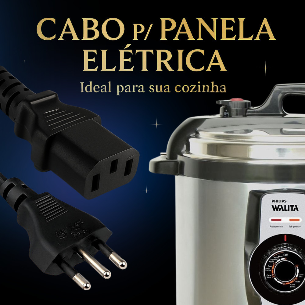 Tomada Para Panela Elétrica 3 Pinos 10A 1,5m Cabos Fio de Energia Cabo de Força Panela de Arroz