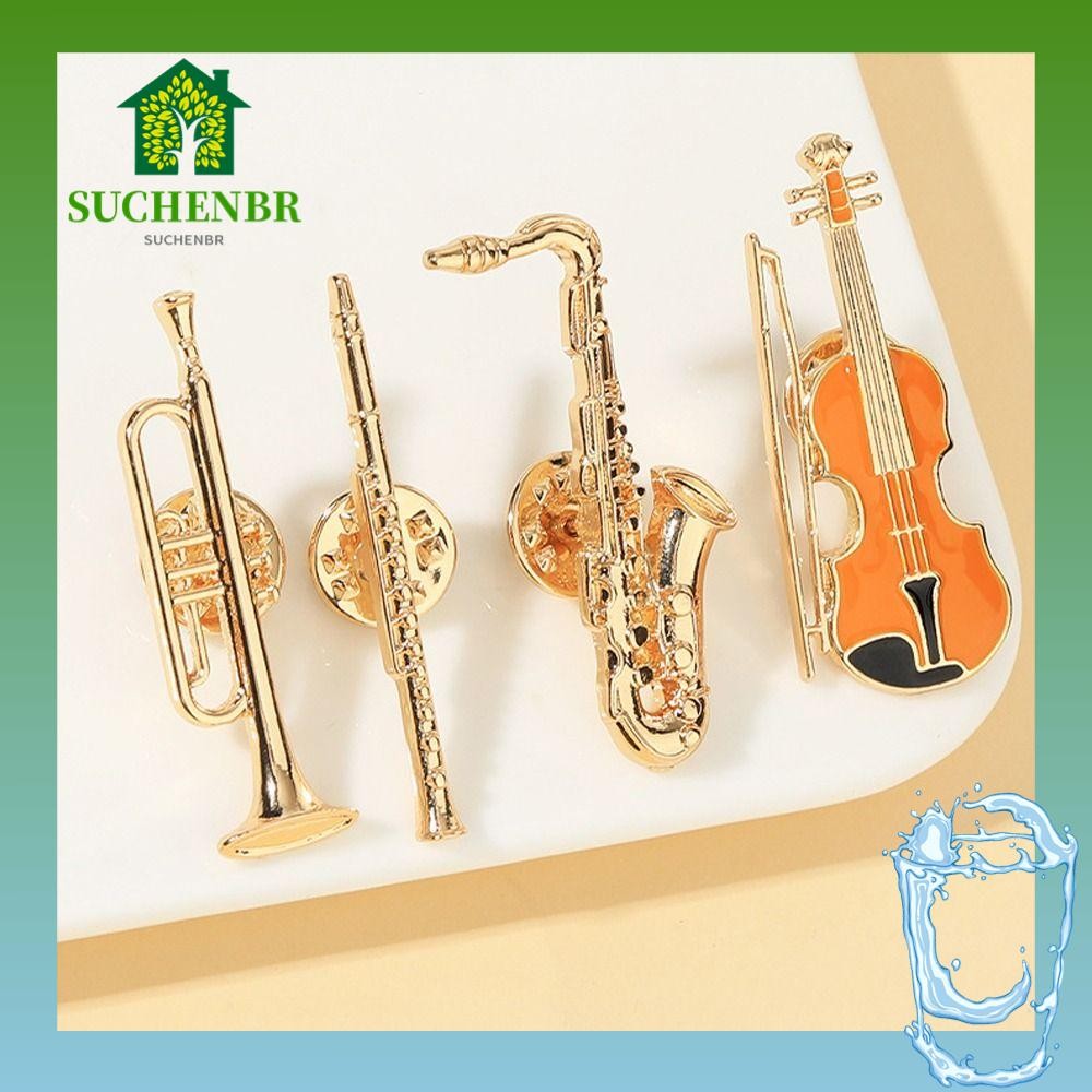 SUCHENBR 4 Unidades De Broches Esmaltados , Alfinetes De Lapela De Instrumentos Musicais De Liga , Decoração De Mochilas