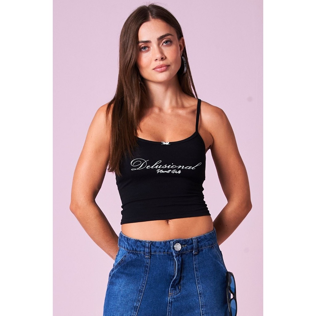 Regata Feminina Delusional Planet Girls Preto em Oferta na Shopee