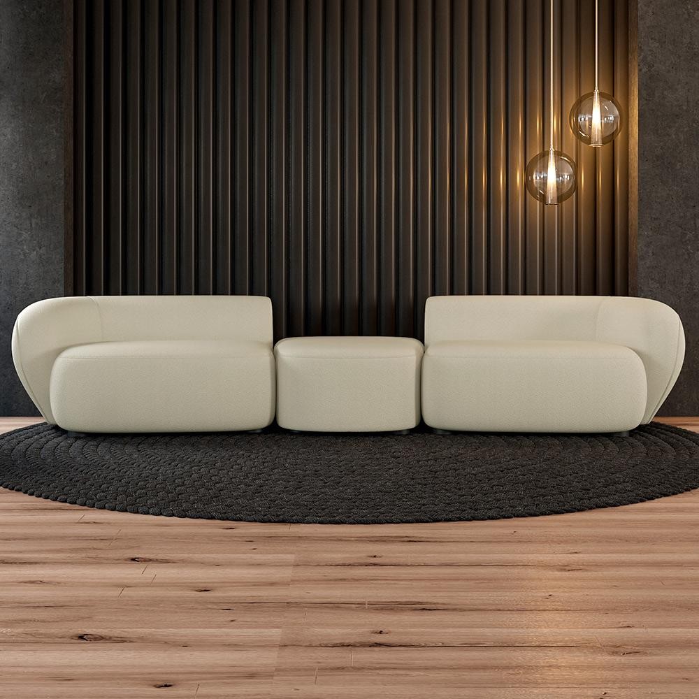 Sofá Versátil Sala de Estar Egito 382cm Modulado Bouclê Bege Claro G52 - Gran Belo
