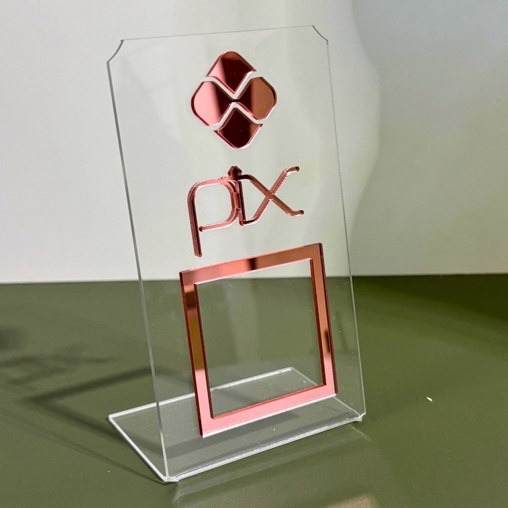 Placa de Pagamento PIX Acrílico Espelhado – Suporte para QR Code em Oferta na Shopee