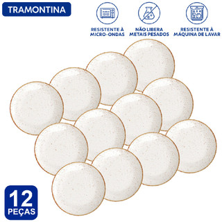 Aparelho De Jantar Jogo de Pratos Rasos 28 cm Tramontina Rústico Marrom Porcelana Decorada 12 Peças em Oferta na Shopee