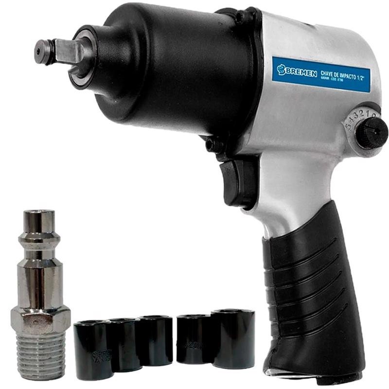 Chave de Impacto 1/2 Pol Pneumática 680NM Twin Hammer Com 5 Soquetes 8786 BREMEN em Oferta na Shopee