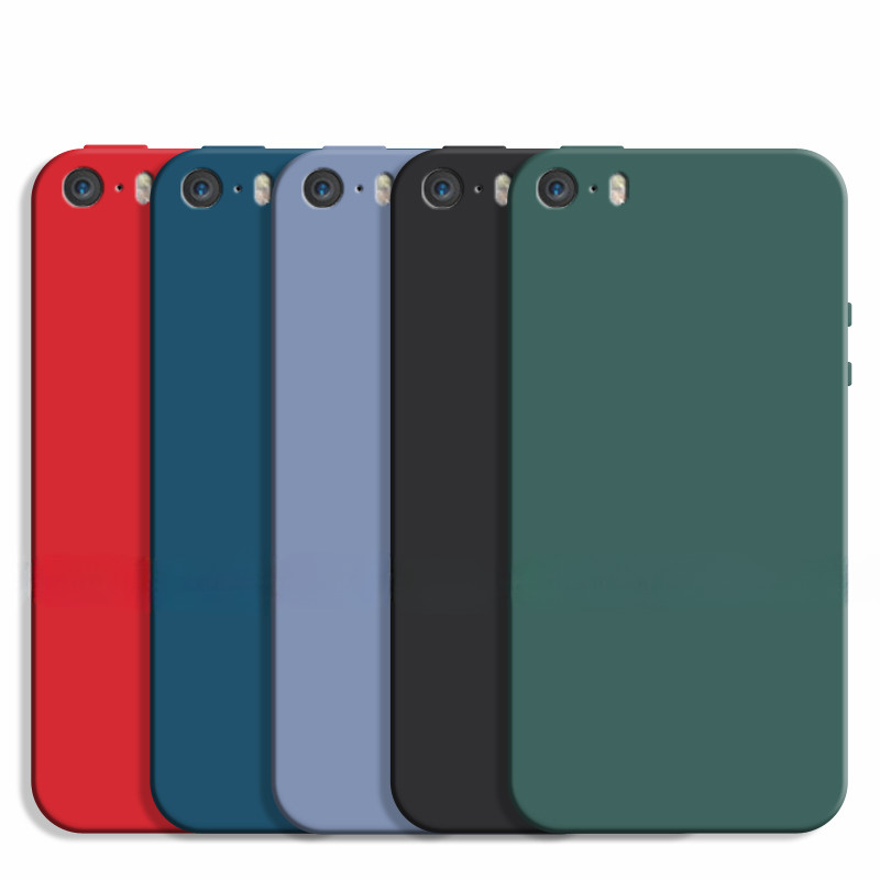 iPhone5 iPhone5 iPhone5S iPhoneSE2016 Capa Quadrada De Silicone Líquido TPU Soft Para iPhone SE 2016 5 5S Anti-Riscos Impressão Digital Protetor De Pára-Choques Da Tampa Traseira Do Telefone