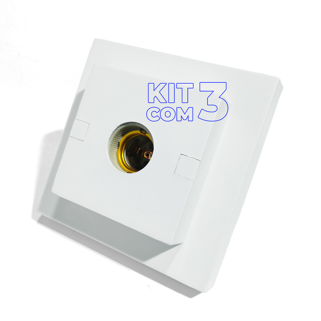 kit com 3 Luminária Plafonier Plafon Quadrado Lâmpada Lustre Teto E27 Soquete Bocal Bivolt 100W 127/220V bocal porcelana