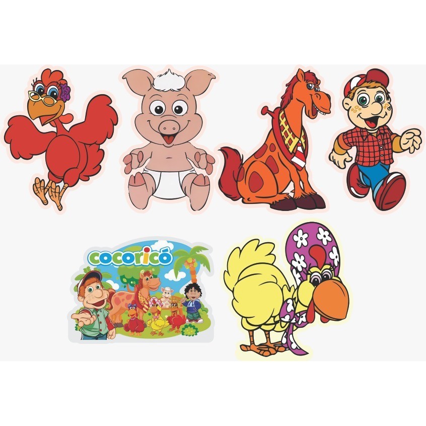 Display de Mesa Kit 6 Peças Para Festa Cocoricó MDF em Oferta na Shopee