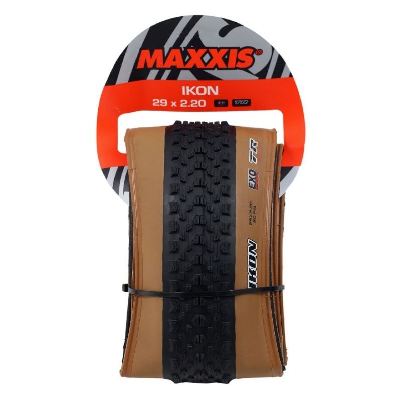 Pneu Mtb Maxxis Ikon 29 2.20 Tubeless Ready Exo Protection em Kevlar 60 TPI Tanwall Faixa Marrom