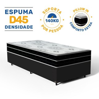 Cama Box com Colchão de Espuma D45 Pillow In Anjos OrtoConfort Solteiro 88cm em Oferta na Shopee