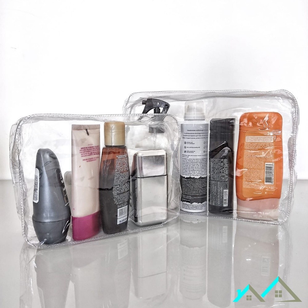Kit 4 Necessaire Pvc Transparente (2 Tam P + 2 Tam M)