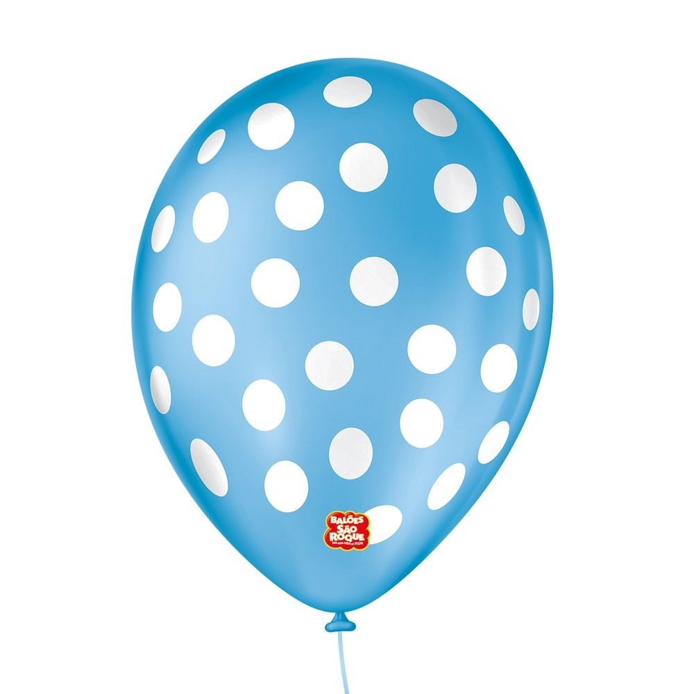 Balão Bolinha São Roque Com 25 Unidades Bolinha - Azul Turquesa E Branco