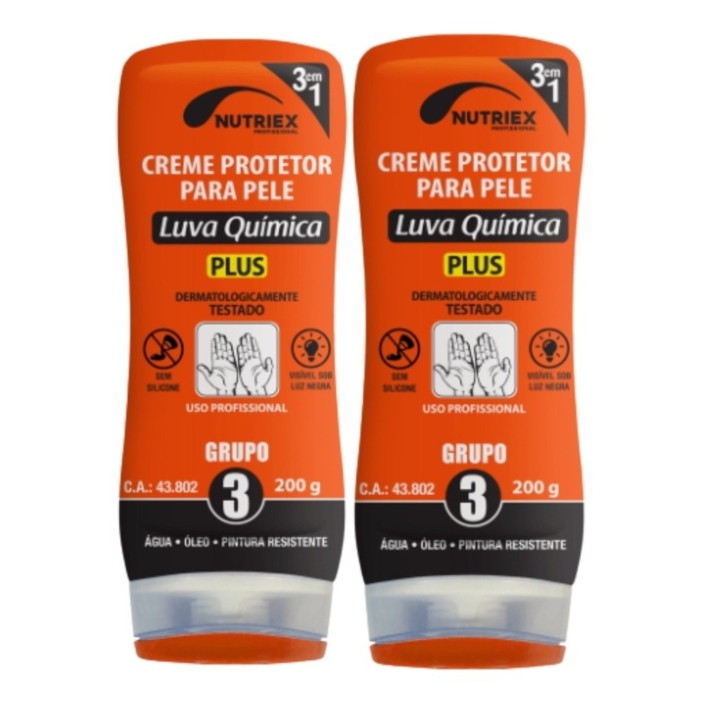 Kit 2 un Luva Química Nutriex Profissional Oficina Automotiva Creme Grupo 3 Bisnaga 200g Pintura em Oferta na Shopee
