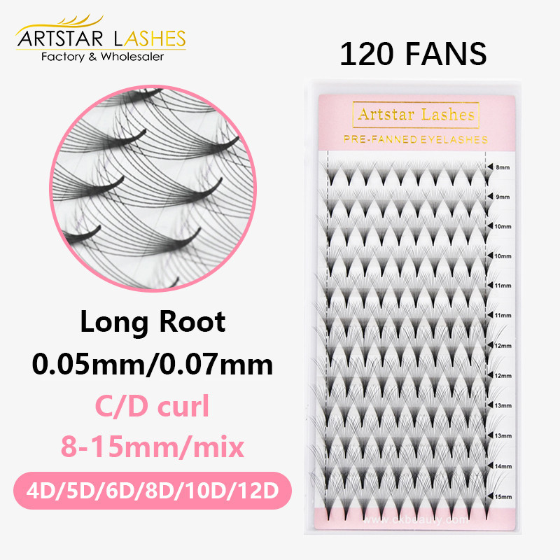 ARTSTAR 4D 5D 6D 8D 10D 12Rows Extensões De Pestanas De 8-15mm De Haste Longa Profissionais Faux Mink