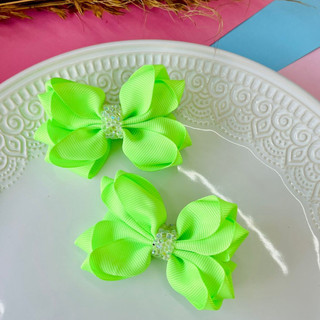 Dupla de Laço Neon / Duplinha de Laço / Laço Verde Neon / Par de Laço infantil / Laço F