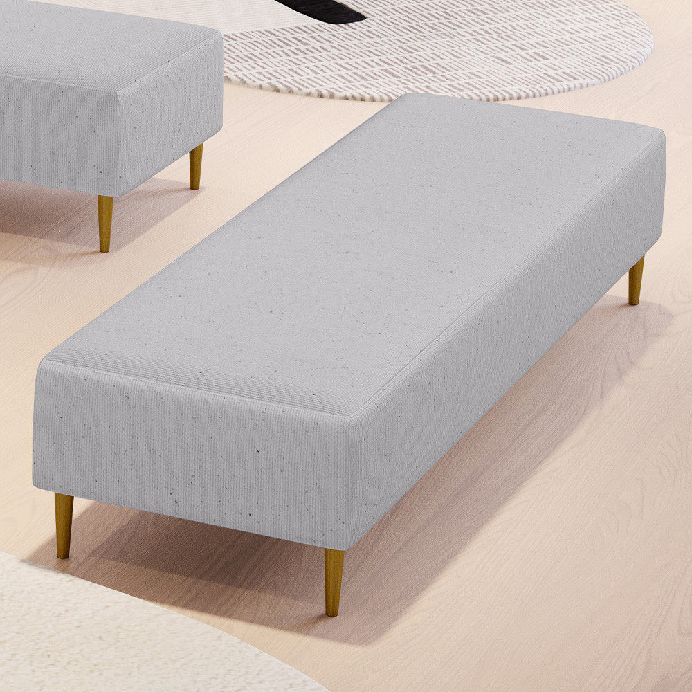 Puff Decorativo Sala de Estar Bali W01 Pés Palito 170x60cm Linho Cinza - Lyam Decor