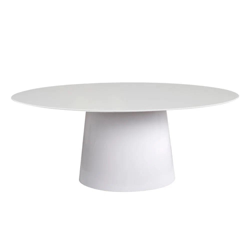 Mesa De Jantar Cone Oval 180x100 Cm Laqueada Cor Branco em Oferta na Shopee