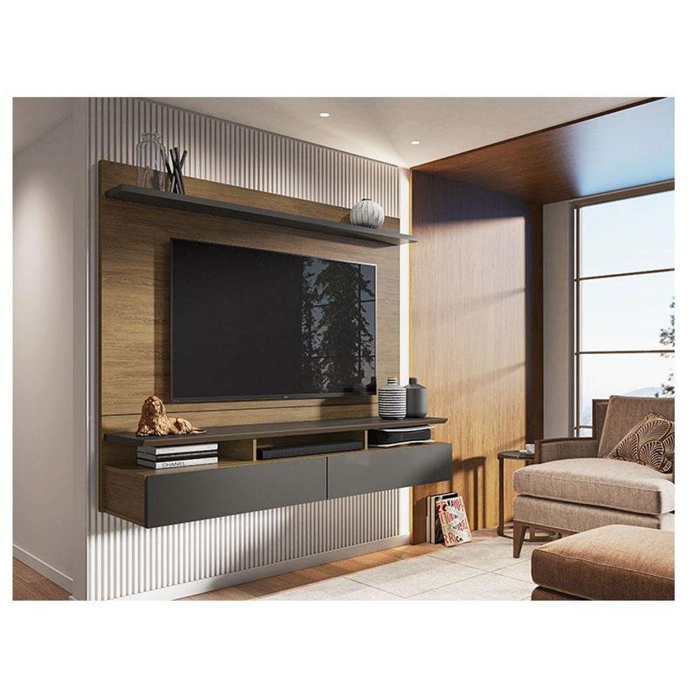 Painel Para Tv Home Suspenso Ambiente Noruega Freijó Grafite Perolizado - Móveis Leão em Oferta na Shopee
