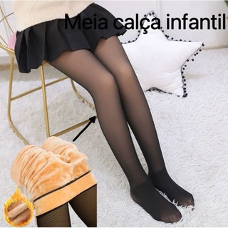Meia Calça Infantil Térmica Forrada Peluciada Translúcida de Lã Super Elástica Slim 3-16A…