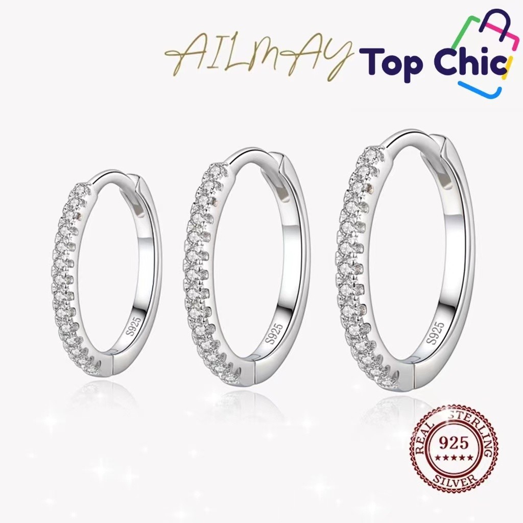 Conjunto de 6 brincos de argola em prata esterlina com zircônia hipoalergênica - joias finas em Oferta na Shopee