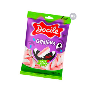 Kit Com 8 Pct Gelat Bala Gummies Dentes De Vampiro Cítrico Docile em Oferta na Shopee