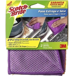 Pano Esfrega e Seca SCOTCH-BRITE 29 X 29CM 2 Unidades 3M