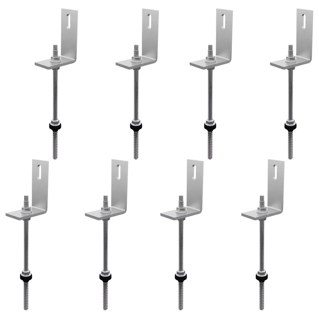 Kit 08 Estrutura Suporte Fixa Linha C Placa Painel Solar Inox Telha Fibrocimento Ondulada Viga Metálica Perfil Master