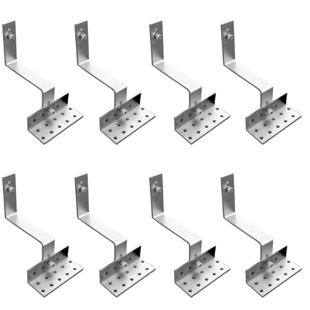 Kit 08 Estrutura Suporte Fixador Linha C Placa Painel Solar Inox Para Telha Cerâmica e Cimento Perfil Master Suporte