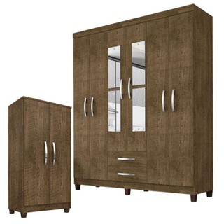 Guarda Roupa Casal Modena Com Espelho 6 Portas E Multiuso Recife Malbec - Incorplac em Oferta na Shopee