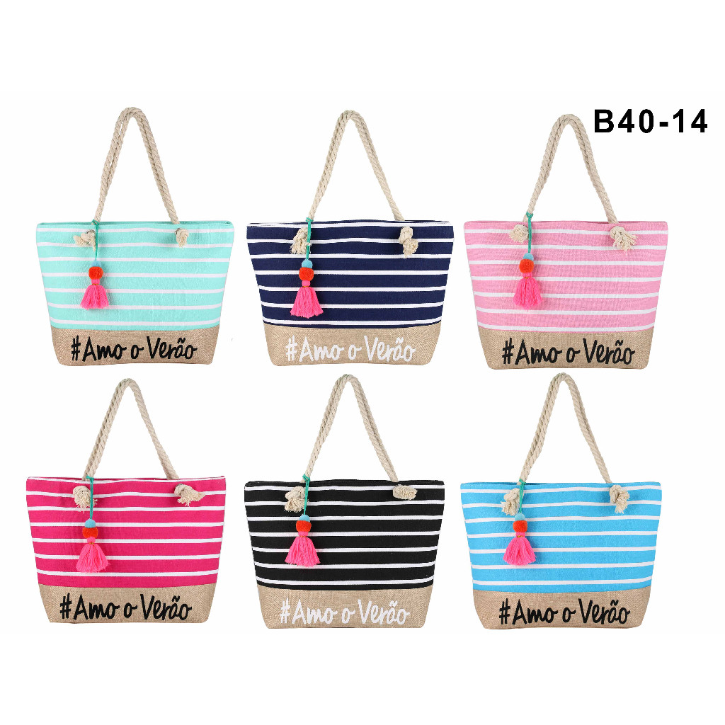 Bolsa de Verão Grande de Praia Amo Verão Revestida Internamente em Oferta na Shopee