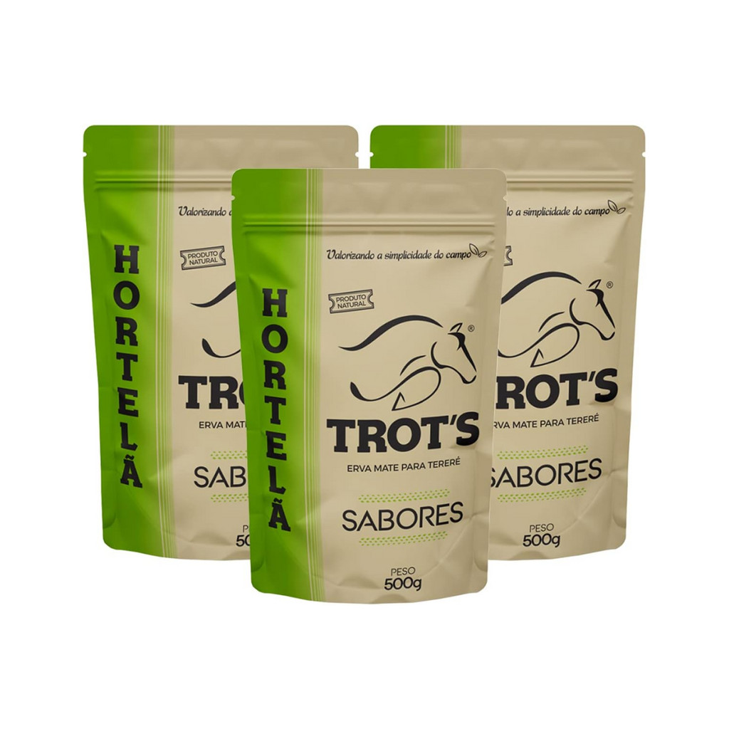 Kit 3 Erva Mate Tereré Premium Trots 500g Sabor Hortelã