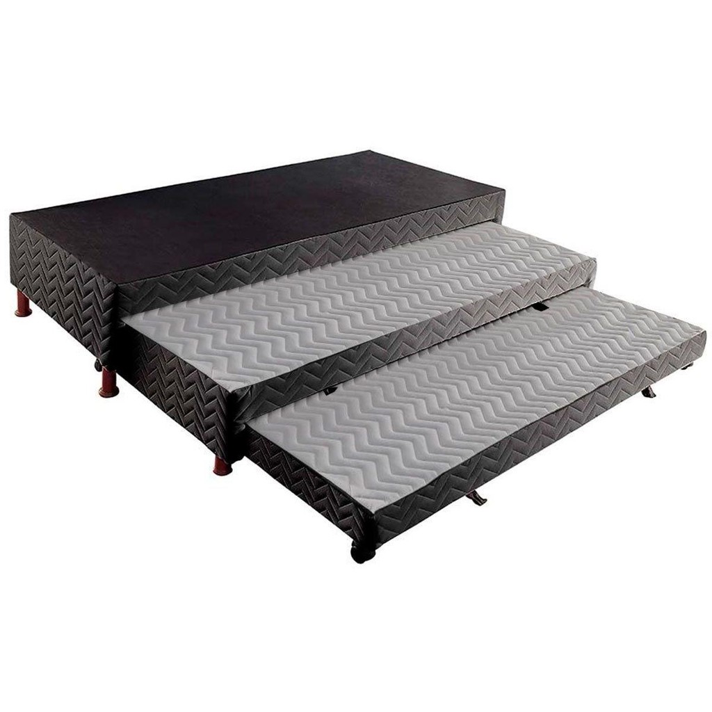 Cama Box Base c/2 Auxiliares Solteiro Universal Rústico Bordado Black (88x188x32) - Paropas em Oferta na Shopee
